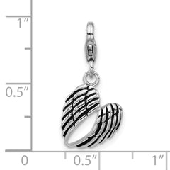 SS Amore La Vita Rhod-plated Enameled 3-D Pair of Angel Wings Charm