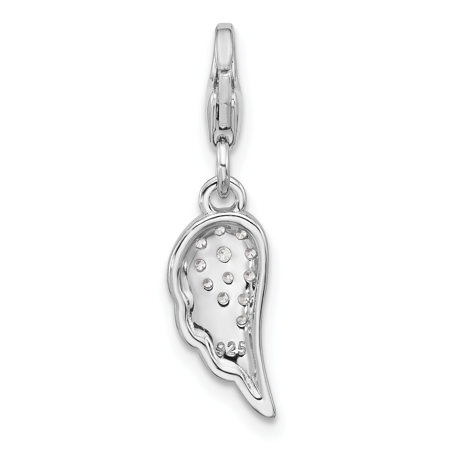 Sterling Silver Amore La Vita Rhodium-plated CZ Angel Wing Charm