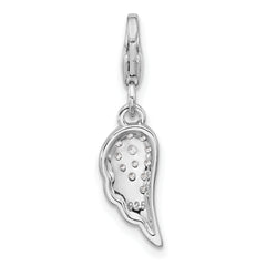 Sterling Silver Amore La Vita Rhodium-plated CZ Angel Wing Charm