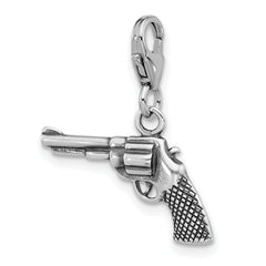 Sterling Silver Amore La Vita Antiqued Rhodium-plated 3-D Pistol Charm