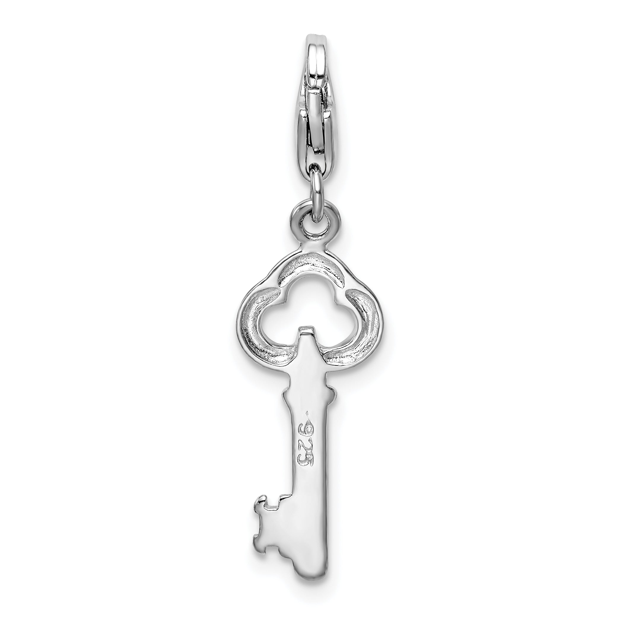 Sophia Jewelers Sterling Silver Skeleton Key Charm with Fancy Lobster Clasp