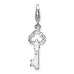 Sophia Jewelers Sterling Silver Skeleton Key Charm with Fancy Lobster Clasp