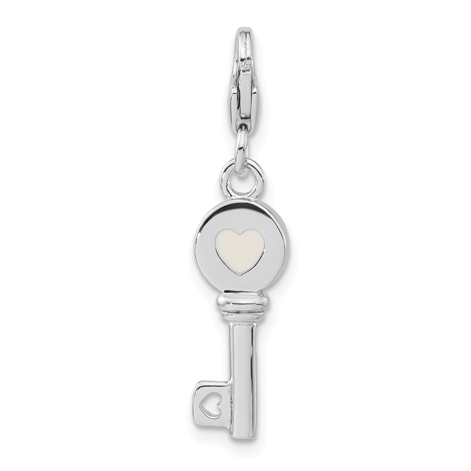 Sterling Silver 3D Enameled Key Charm with Lobster Clasp