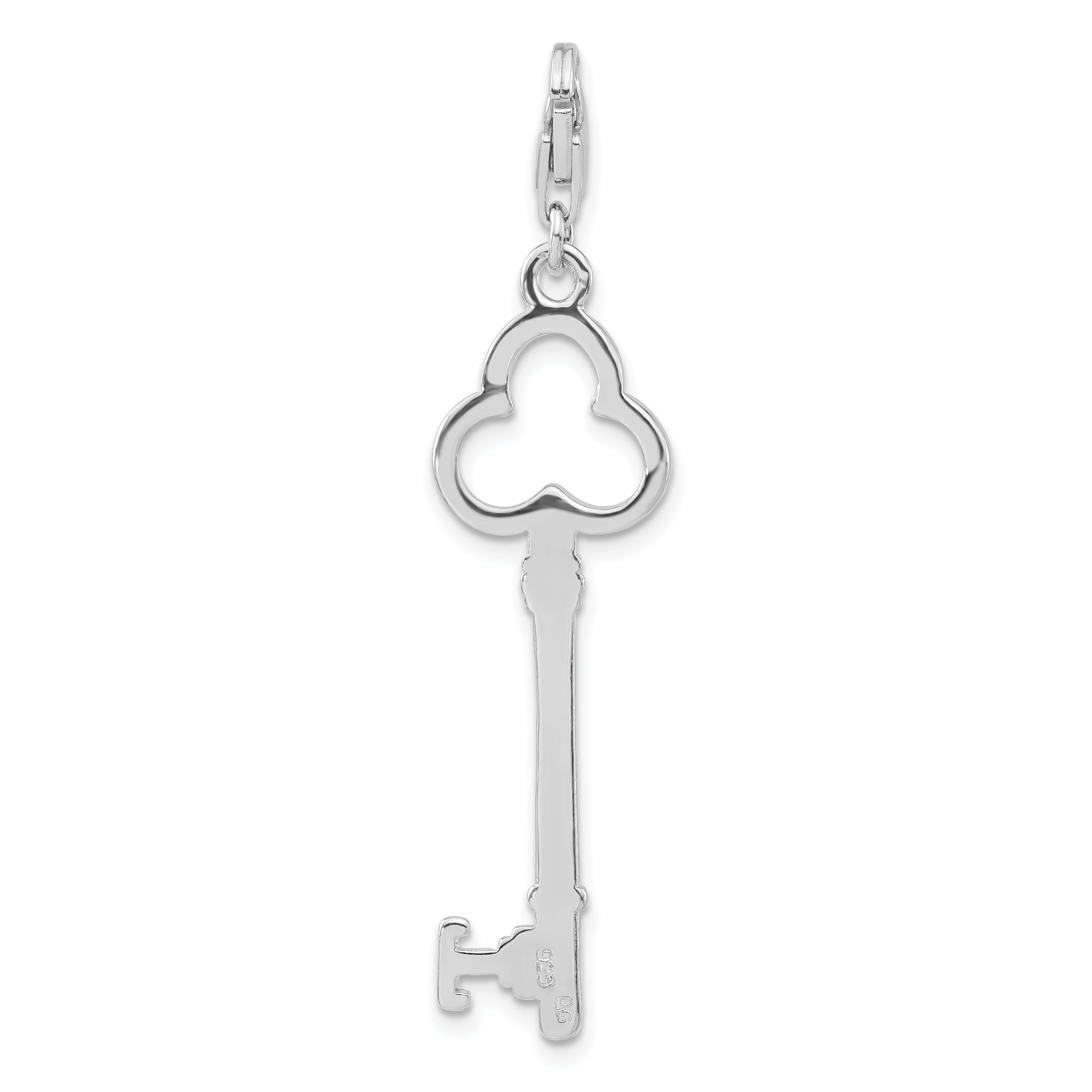 Sophia Jewelers Women's Polished Sterling Silver Key Charm with Rhodium Plating