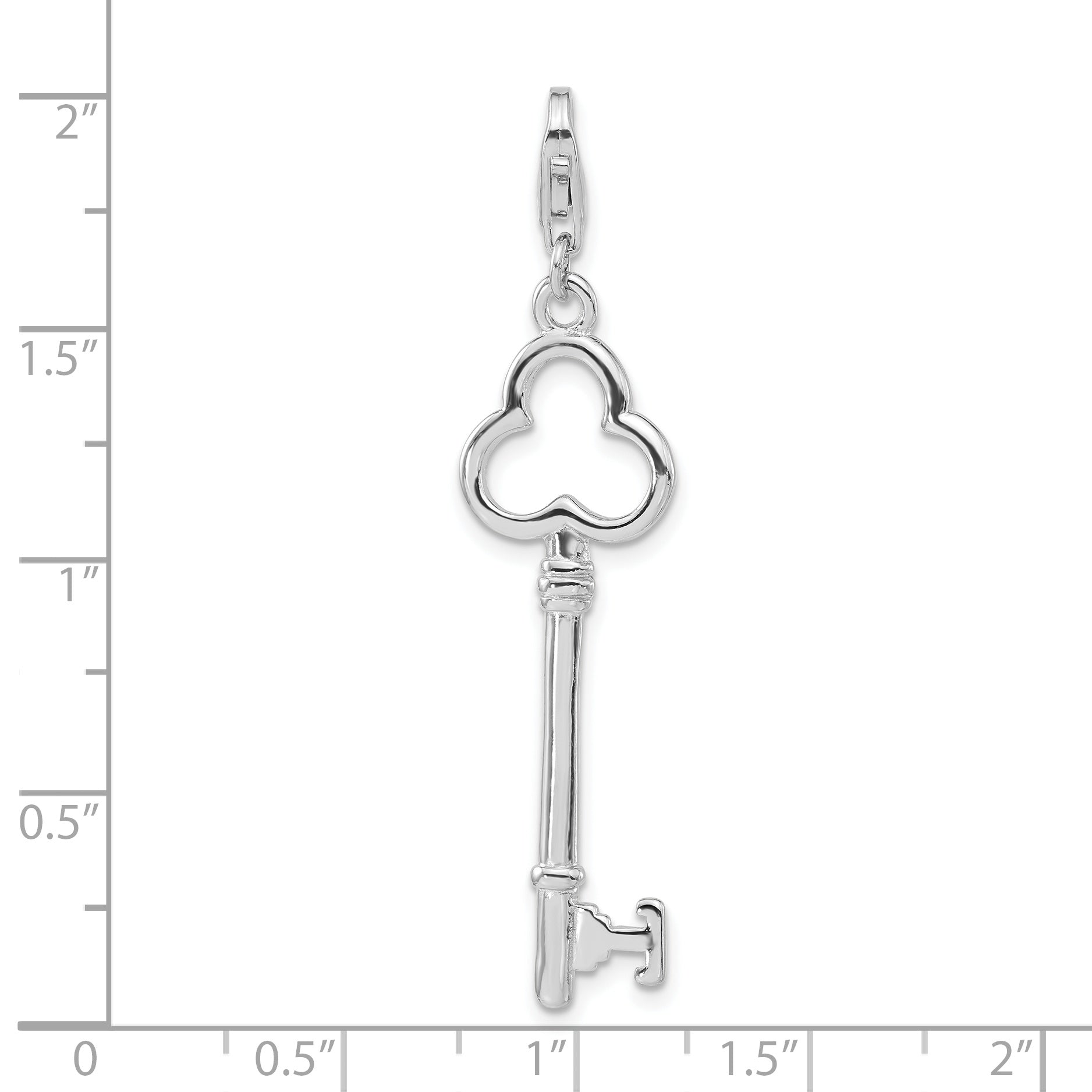 Sophia Jewelers Women's Polished Sterling Silver Key Charm with Rhodium Plating