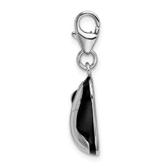 Amore La Vita Sterling Silver Rhodium-plated Polished 3-D Enameled Mouse Charm with Fancy Lobster Clasp