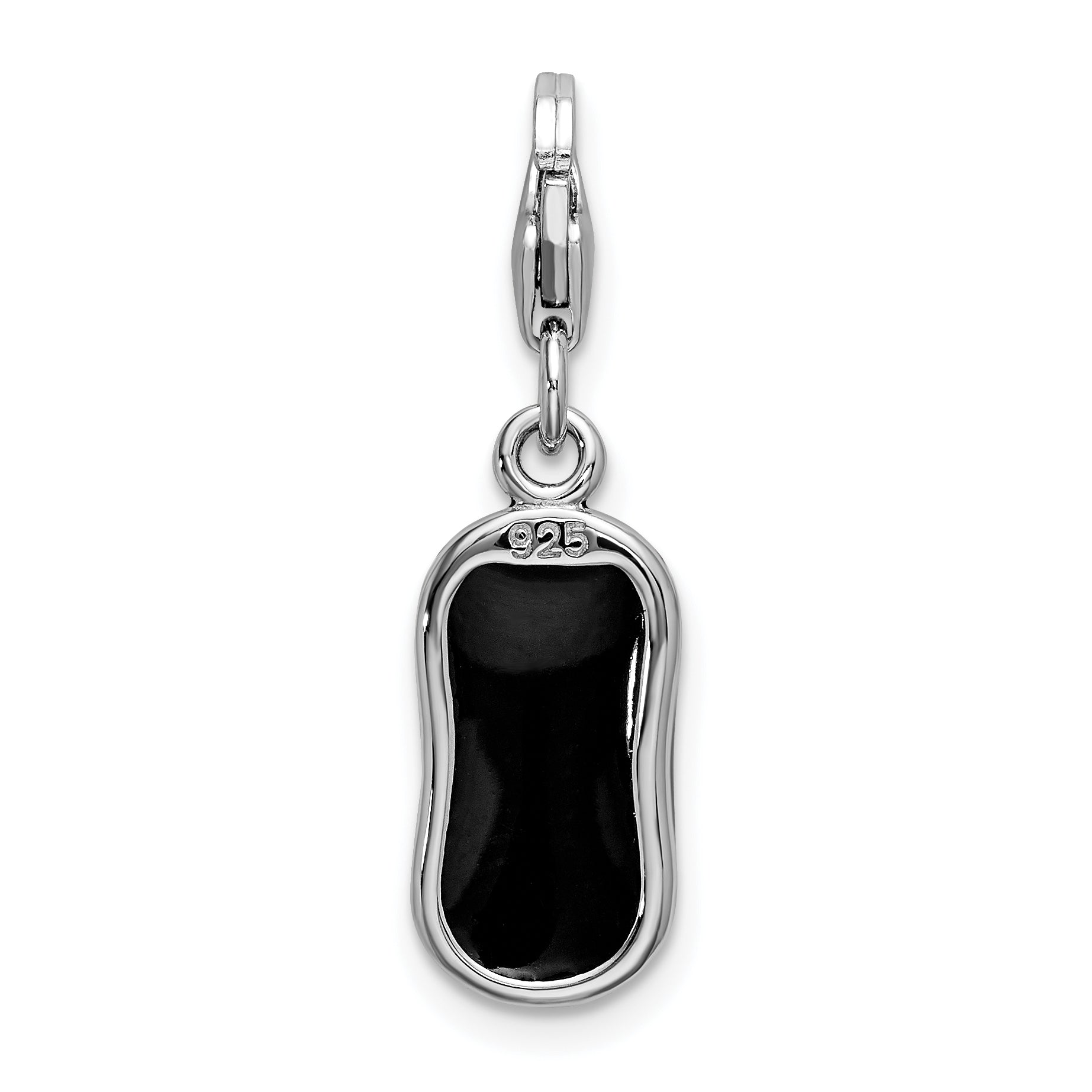 Amore La Vita Sterling Silver Rhodium-plated Polished 3-D Enameled Mouse Charm with Fancy Lobster Clasp