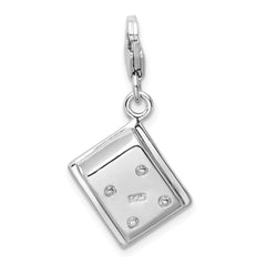 Amore La Vita Sterling Silver Rhodium-plated Polished 3-D Enameled Calculator Charm with Fancy Lobster Clasp