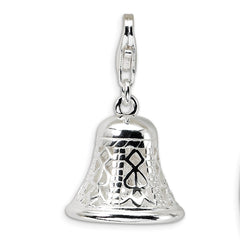 Sterling Silver Polished Movable Bell w/Lobster Clasp Charm