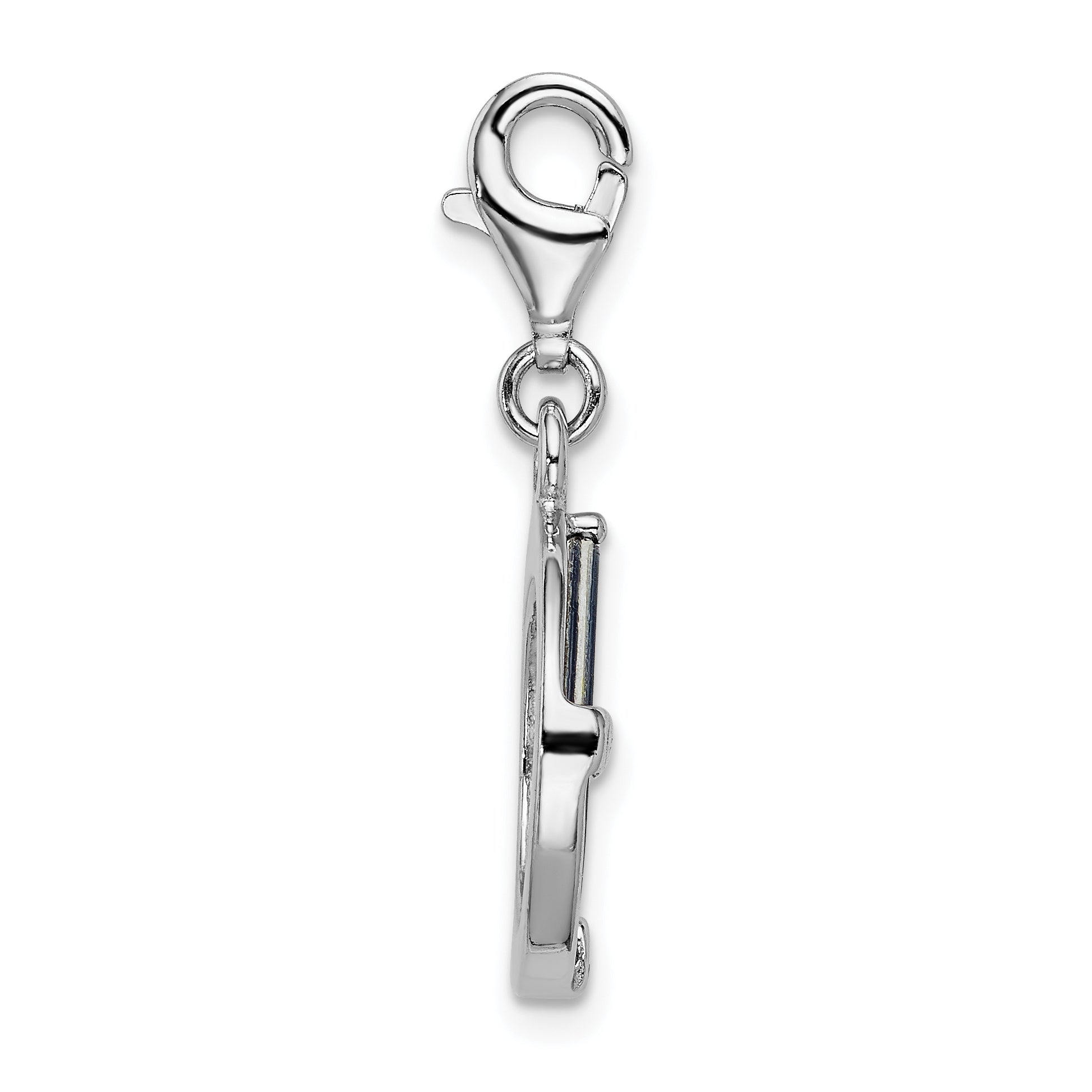 Amore La Vita Sterling Silver Rhodium-plated Polished Circle Frame Charm with Fancy Lobster Clasp