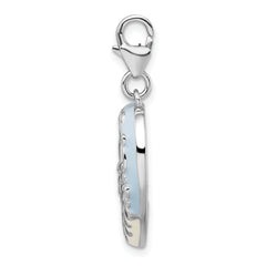 Amore La Vita Sterling Silver MOM Photo Charm with Blue Enamel Finish