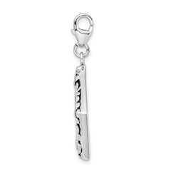 Amore La Vita Sterling Silver Rhodium-plated Polished Antiqued Photo Charm with Fancy Lobster Clasp