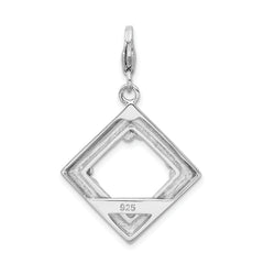 Amore La Vita Sterling Silver Rhodium-plated Polished Antiqued Photo Charm with Fancy Lobster Clasp