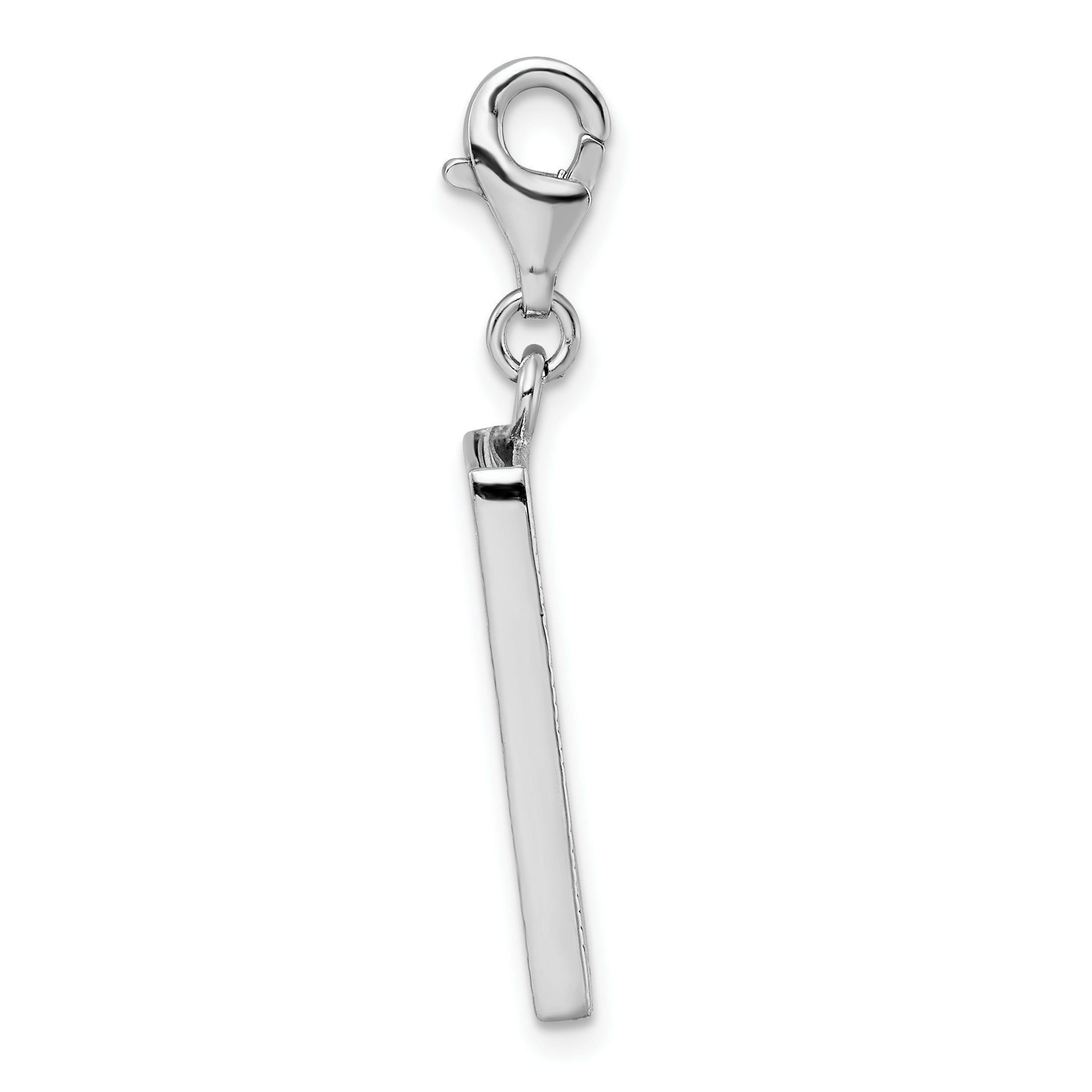 Amore La Vita Sterling Silver Rhodium-plated Polished Picture Frame Charm with Fancy Lobster Clasp