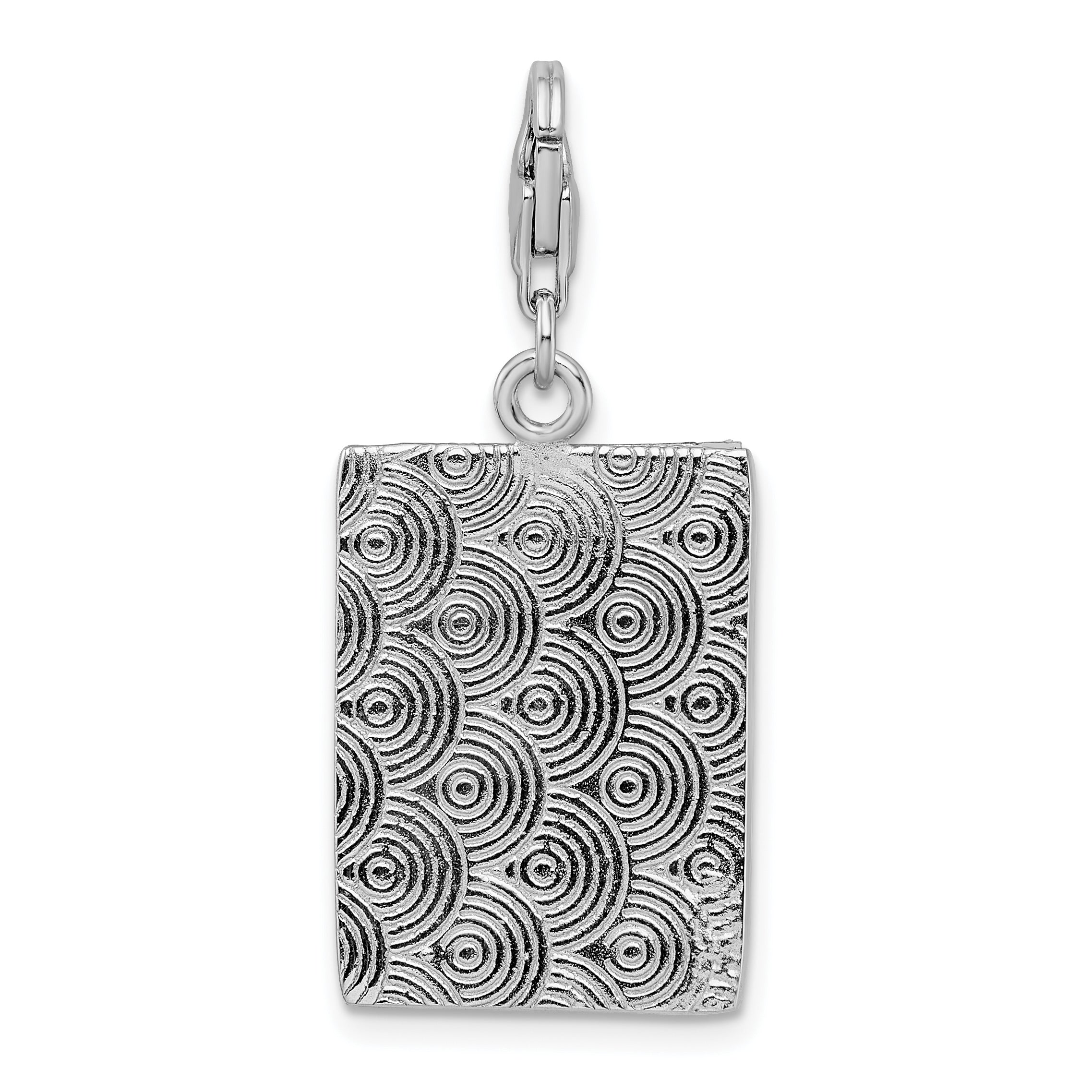 Amore La Vita Sterling Silver Rhodium-plated Polished Picture Frame Charm with Fancy Lobster Clasp