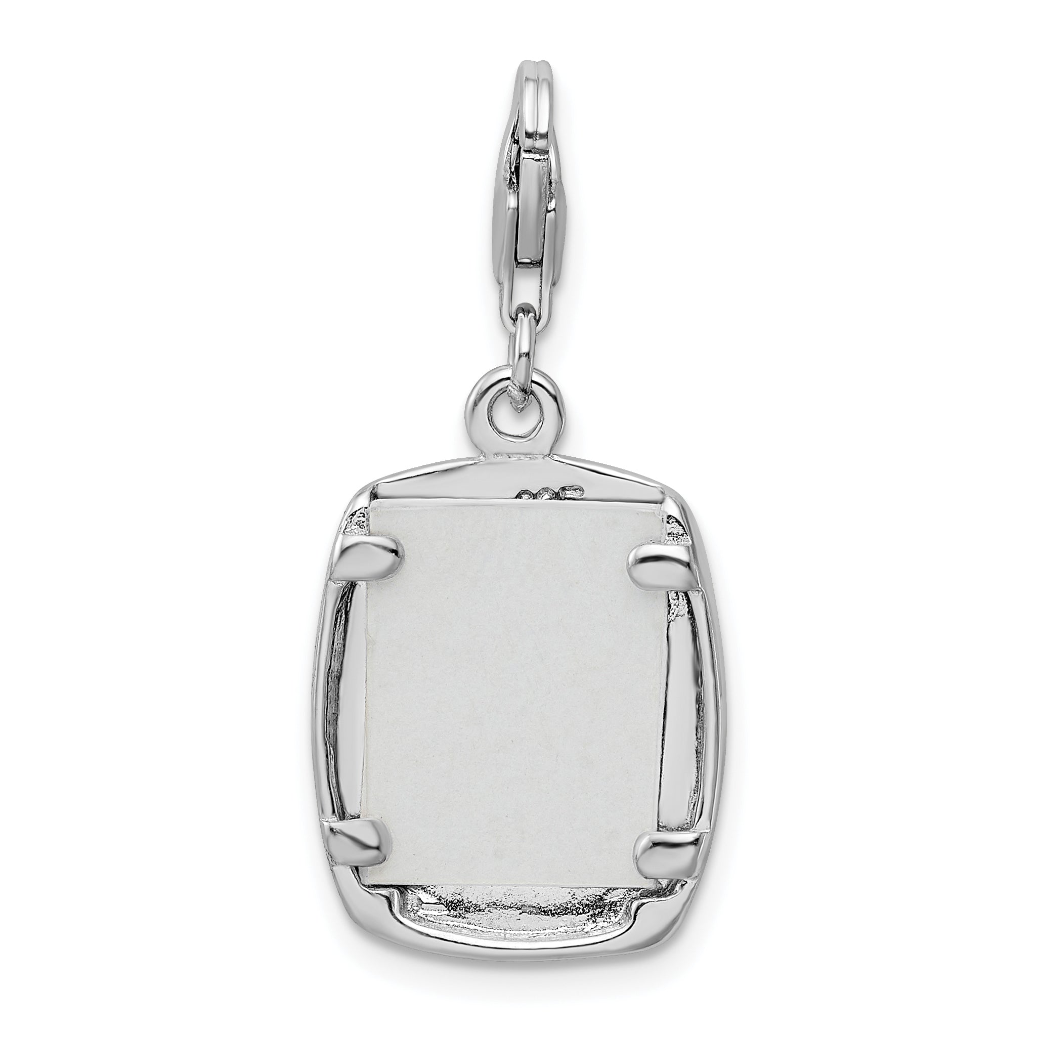 Amore La Vita Sterling Silver Rhodium-plated Polished My Baby Frame Charm with Fancy Lobster Clasp