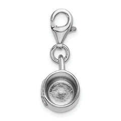 Amore La Vita Sterling Silver Rhodium-plated Polished 3-D Baby Cup Charm with Fancy Lobster Clasp