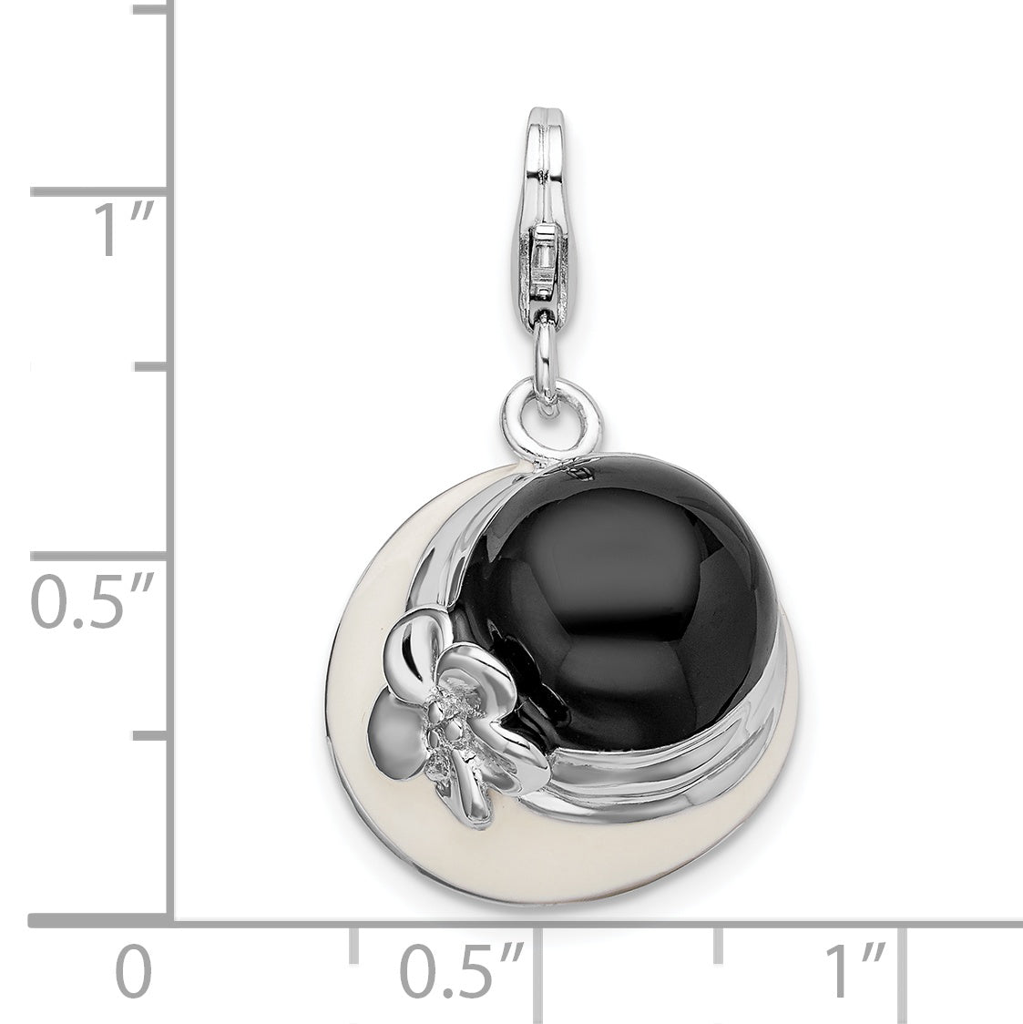 Sterling Silver 3-D Blk & White Enameled Hat w/Lobster Clasp Charm