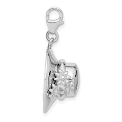 Sterling Silver 3-D Enameled Hat w/Lobster Clasp Charm