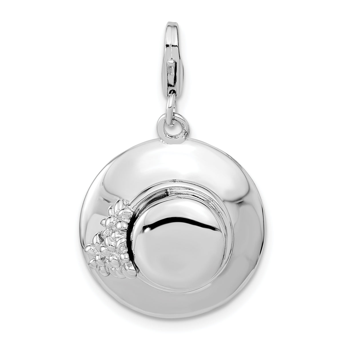 Amore La Vita Sterling Silver Rhodium-plated Polished 3-D Enameled Hat Charm with Fancy Lobster Clasp