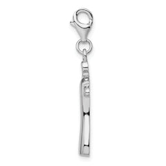 Amore La Vita Sterling Silver Rhodium-plated Polished Open Back Dress on Hanger Charm With Lobster Clasp