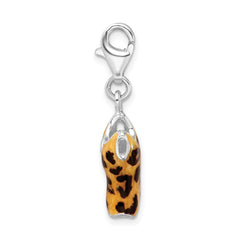 Amore La Vita Sterling Silver Rhodium-plated Polished 3-D CZ Black Yellow Enameled Tank Top Charm with Fancy Lobster Clasp