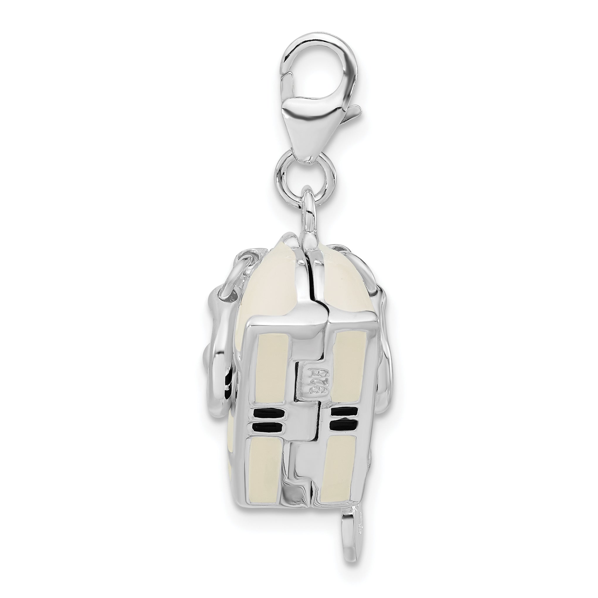 Sterling Silver Rhodium-plated 3-D Enameled Purse With Lobster Clasp Charm