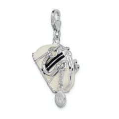 Sterling Silver Rhodium-plated 3-D Enameled Purse With Lobster Clasp Charm