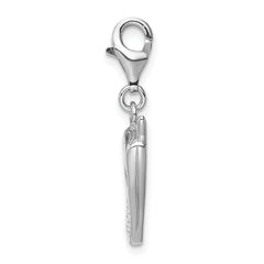 Amore La Vita Sterling Silver Rhodium-plated Polished CZ Cell Phone Charm with Fancy Lobster Clasp