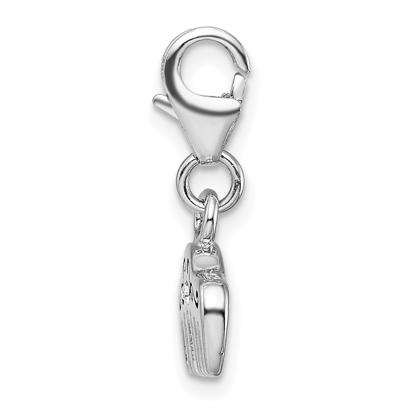 Amore La Vita Sterling Silver Rhodium-plated Polished 3-D Crystal From Swarovski and Enameled Comb Charm with Fancy Lobster Clasp