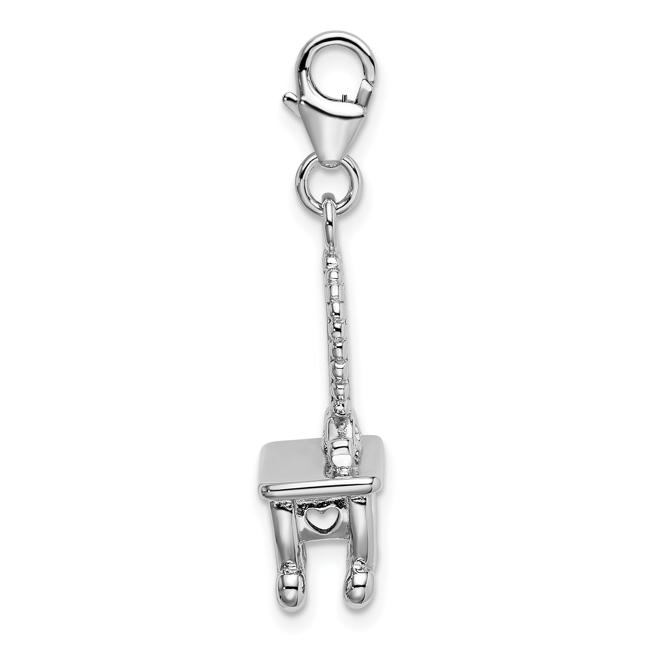 Amore La Vita Sterling Silver Rhodium-plated Polished 3-D Vanity Charm with Fancy Lobster Clasp