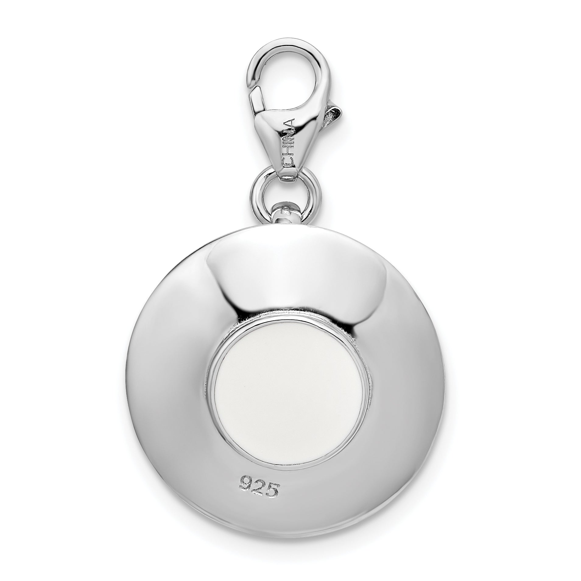 Amore La Vita Sterling Silver Rhodium-plated Polished 3-D Enameled Cappuccino Charm with Fancy Lobster Clasp