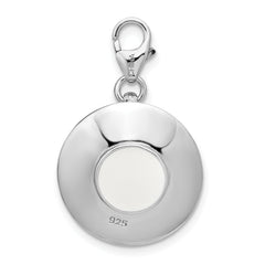 Amore La Vita Sterling Silver Rhodium-plated Polished 3-D Enameled Cappuccino Charm with Fancy Lobster Clasp