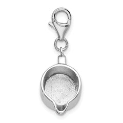 Amore La Vita Sterling Silver Rhodium-plated Polished 3-D Measuring Cup Charm with Fancy Lobster Clasp