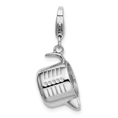 Amore La Vita Sterling Silver Rhodium-plated Polished 3-D Measuring Cup Charm with Fancy Lobster Clasp