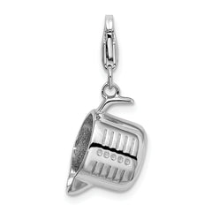 Amore La Vita Sterling Silver Rhodium-plated Polished 3-D Measuring Cup Charm with Fancy Lobster Clasp