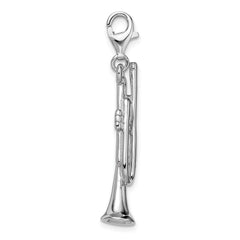 Amore La Vita Sterling Silver Rhodium-plated Polished 3-D Trumpet Charm with Fancy Lobster Clasp