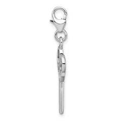 Amore La Vita Sterling Silver Rhodium-plated Polished 3-D Scissors Charm with Fancy Lobster Clasp