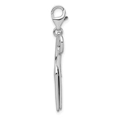 Amore La Vita Sterling Silver Rhodium-plated Polished 3-D Movable Scissors Charm with Fancy Lobster Clasp