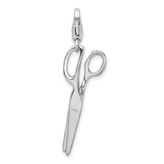 Amore La Vita Sterling Silver Rhodium-plated Polished 3-D Movable Scissors Charm with Fancy Lobster Clasp