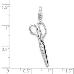 Amore La Vita Sterling Silver Rhodium-plated Polished 3-D Movable Scissors Charm with Fancy Lobster Clasp