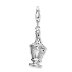 Amore La Vita Sterling Silver Rhodium-plated Polished 3-D CZ Champagne in Ice Bucket Charm with Fancy Lobster Clasp