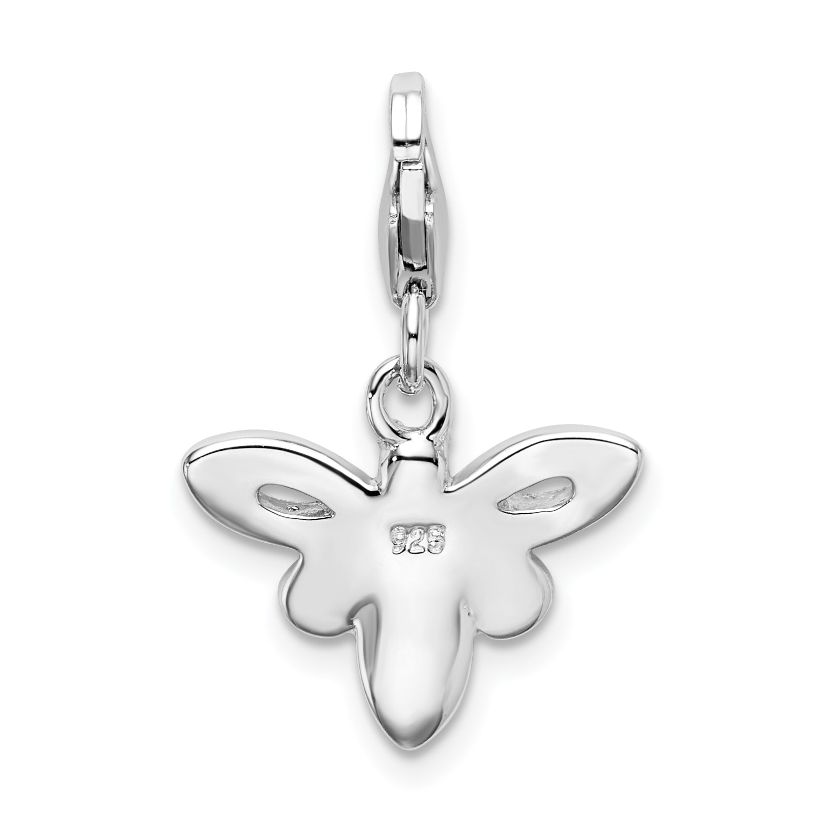 Amore La Vita Sterling Silver Rhodium-plated Polished Enameled Bee Charm with Fancy Lobster Clasp