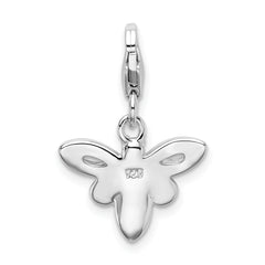 Amore La Vita Sterling Silver Rhodium-plated Polished Enameled Bee Charm with Fancy Lobster Clasp