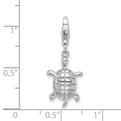 Amore La Vita Sterling Silver Rhodium-plated Polished Turtle Charm with Fancy Lobster Clasp