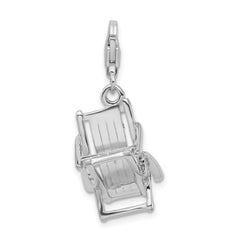 Amore La Vita Sterling Silver Rhodium-plated Polished 3-D Enameled Beach Chair Charm with Fancy Lobster Clasp