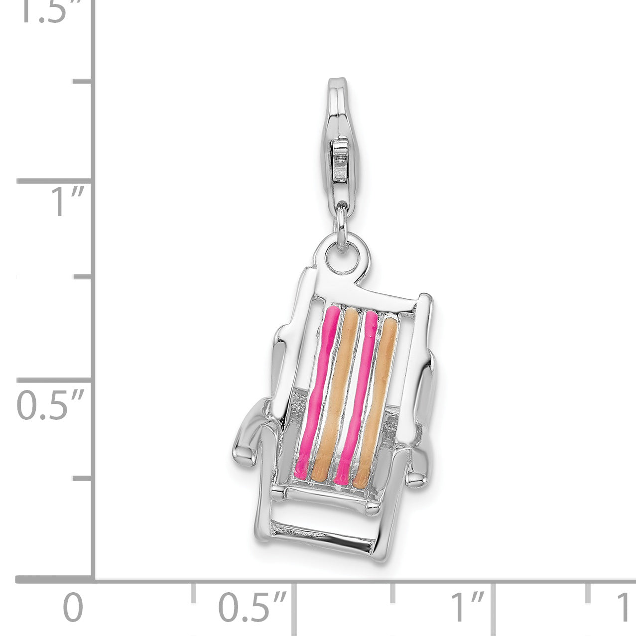 Amore La Vita Sterling Silver Rhodium-plated Polished 3-D Enameled Beach Chair Charm with Fancy Lobster Clasp