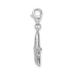 Amore La Vita Sterling Silver Rhodium-plated Polished Starfish Charm with Fancy Lobster Clasp