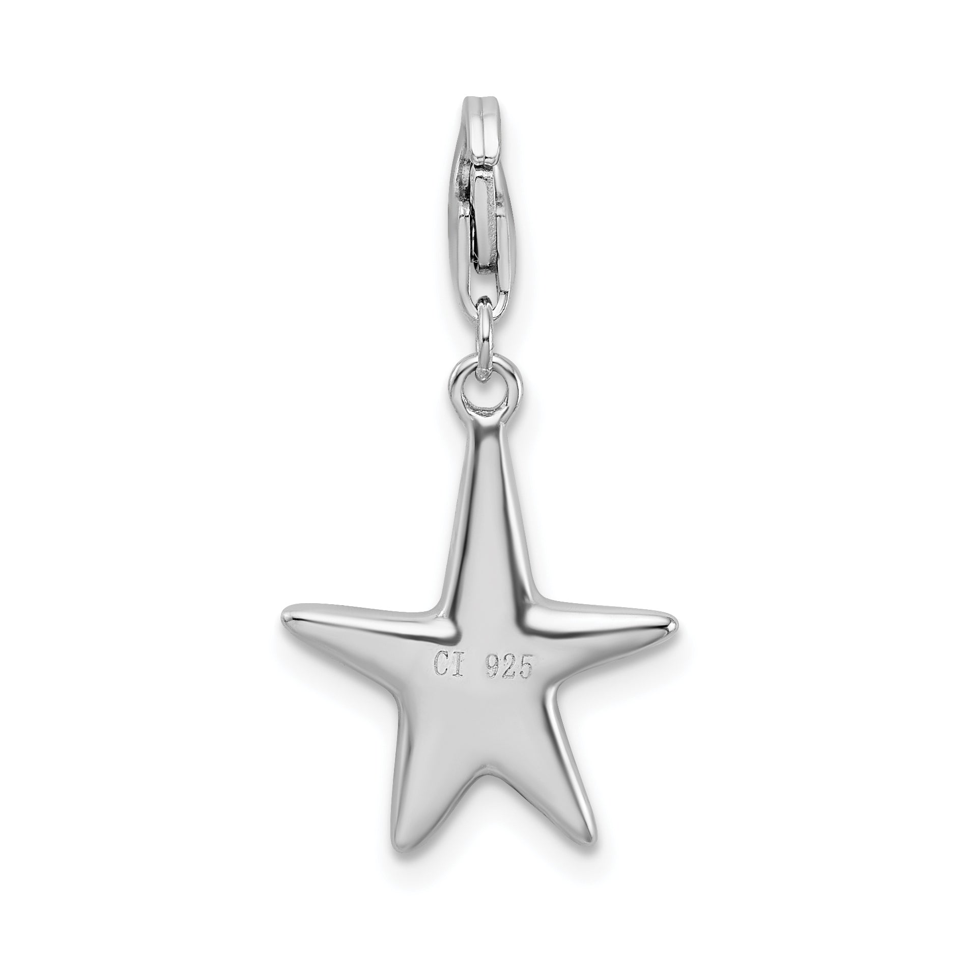 Amore La Vita Sterling Silver Rhodium-plated Polished Starfish Charm with Fancy Lobster Clasp