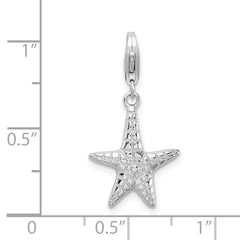 Amore La Vita Sterling Silver Rhodium-plated Polished Starfish Charm with Fancy Lobster Clasp